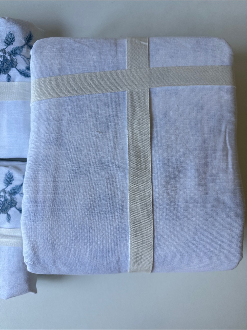 NEW Pottery Barn LoveShackFancy White Duvet & Shams with Blue Rose Print - Picture 10 of 16